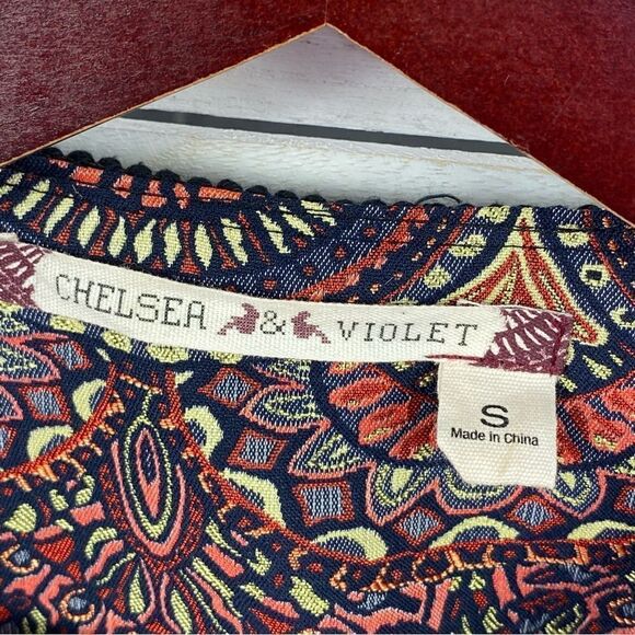 Chelsea & Violet Boho Brocade Jacquard Tassel Trim Crop Jacket Small - Picture 10 of 14